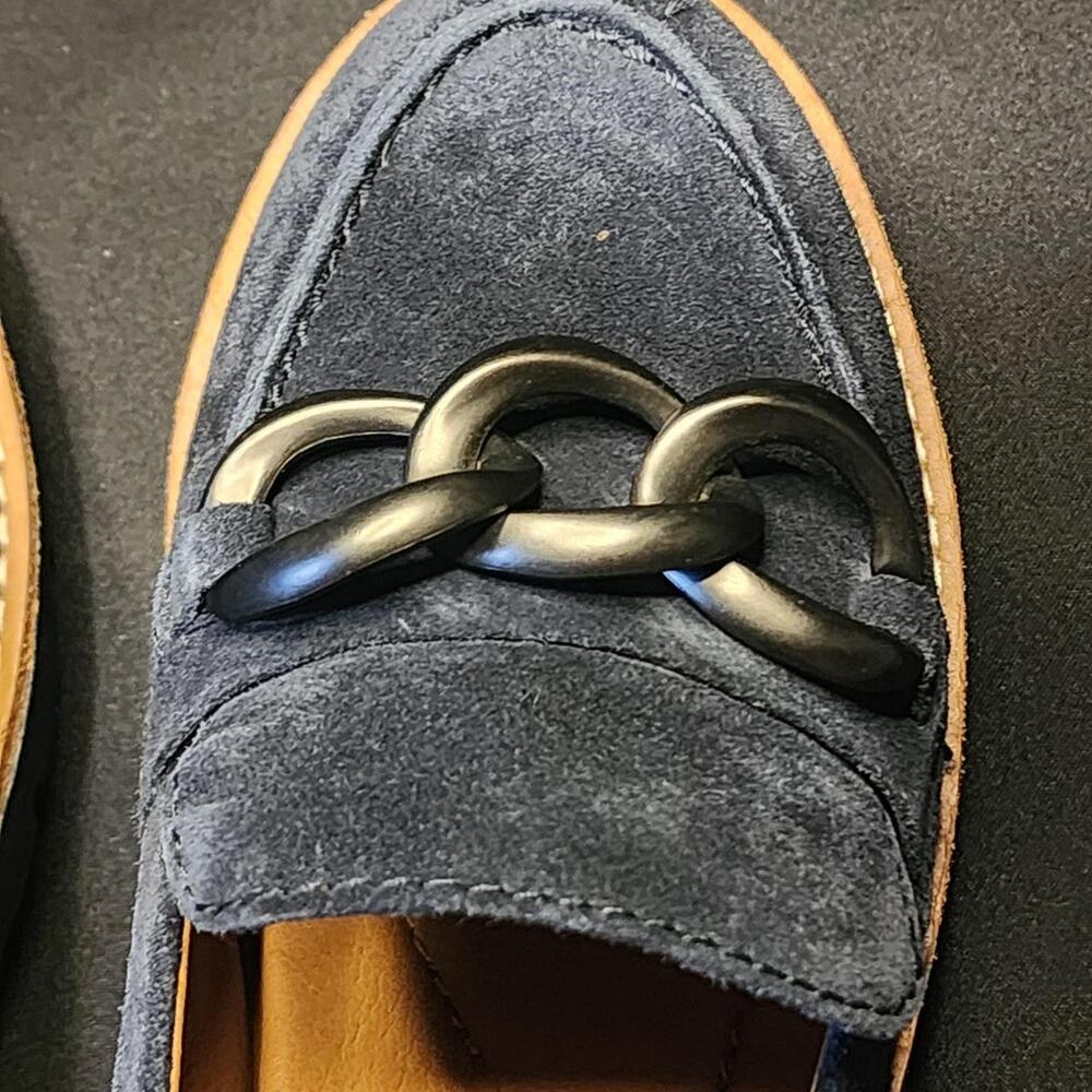 Earth Shoes Zalor Suede Chain Link Lug Sole Loafers – Navy Blue Size 7M - Picture 5 of 8